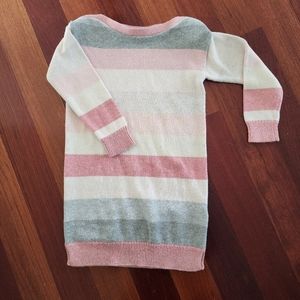 Gap Girls Pink Cream Gray Striped Sweater Dress | Size 4